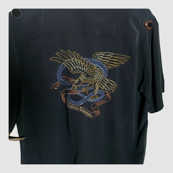 Harley Davidson Tori Richards 3XL Embordered Eagle And Snake NWT Charcoal Black - Picture 3 of 9
